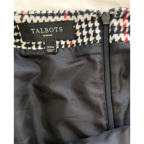 Talbots Houndstooth Plaid Pencil Skirt Womens 22W Office Wool Blend Old Money - Picture 3 of 7